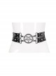 Gothic Style Personalized Metal Five Pointed Star Adjustable Metal Buckle Black Double Layer Shiny Leather Belt