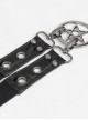 Gothic Style Personalized Metal Five Pointed Star Adjustable Metal Buckle Black Double Layer Shiny Leather Belt