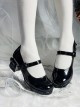 Old Island Pledge Series Versatile British Style Bowknot Shoe Clip Round Toe High Chunky Heel Classic Lolita Shoes