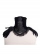 Gothic Style Elegant And Comfortable Weft Velvet Front Center Lace Embroidery Side Feather Decoration Black Gorgeous Neckband
