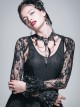 Gothic Style Gorgeous Tassel Elastic Rose Mesh Lace Pleated Black Trumpet Long Sleeve Shawl