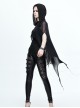 Punk Style Simple Slightly Transparent Spandex Mesh Black Wave Bat Wing Hooded Cape