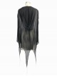 Punk Style Simple Slightly Transparent Spandex Mesh Black Wave Bat Wing Hooded Cape