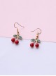 Cartoon Shape Pastoral Style Cute Kawaii Sweet Lolita Wine Red Cherry Ear Hook Earrings