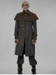 Punk Style Handsome Non Detachable Old Effect Cape Metal Rivet Buckle Fake Two Piece Gray Long Sleeves Coat