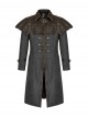 Punk Style Handsome Non Detachable Old Effect Cape Metal Rivet Buckle Fake Two Piece Gray Long Sleeves Coat