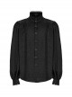 Gothic Style Mysterious Dragon Scale Dark Pattern Exquisite Lace Embellish Black Lantern Sleeves Loose Shirt