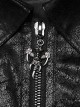 Punk Style Cool Stand Collar Devil Zipper Detachable Hollow Sleeves Metal Rivets Embellished Black Male Coat