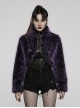 Punk Style Stand Collar Cool Plastic Chain Decoration Plush Fabric Unique Black Purple Long Sleeves Jacket