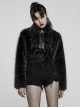 Punk Style Unique Stand Collar Loose Lazy Warm Plush Texture Detachable Chain Black Long Sleeves Short Jacket