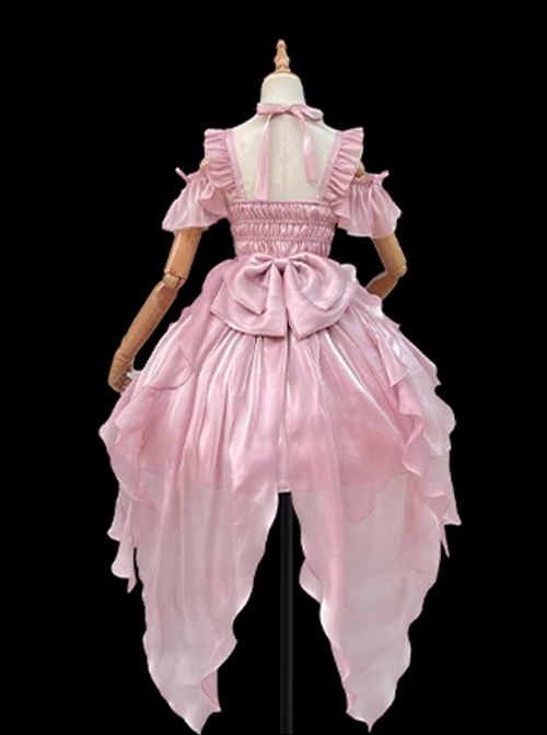 Star River Wishes Corseted Fishbone Waist Slimming Shiny Silk Yarn Tassel Bowknot Tail Classic Lolita Sleeveless Dress