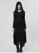 Gothic Style Exquisite Rivet Velvet Drawstring Decoration Mysterious Witch Black Trumpet Sleeves Hooded Coat