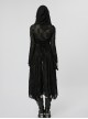 Gothic Style Exquisite Rivet Velvet Drawstring Decoration Mysterious Witch Black Trumpet Sleeves Hooded Coat