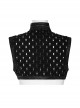 Punk Style Stand Collar Cool Decadent Ripped Twill Fabric Splicing Leather  Black Sleeveless Ultra Short Jacket