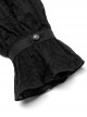 Gothic Style Elegant Ruffled Stand Collar Unique Mesh Texture Detachable Bow Tie Retro Black Long Sleeves Shirt