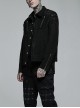 Punk Style Lapel Washed Old Effect Unique Mesh Splicing Daily Black Long Sleeves Male Denim Jacket