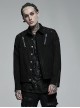 Punk Style Lapel Washed Old Effect Unique Mesh Splicing Daily Black Long Sleeves Male Denim Jacket