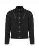 Punk Style Lapel Washed Old Effect Unique Mesh Splicing Daily Black Long Sleeves Male Denim Jacket