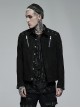 Punk Style Lapel Washed Old Effect Unique Mesh Splicing Daily Black Long Sleeves Male Denim Jacket