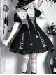 Spider Witch Series Cobweb Doll Collar Cobweb Black High Waist Ruffle Cross Straps Gothic Lolita Puff Sleeves Dress