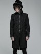 Punk Style Stand Collar Unique Skull Embroidery Metal Rivet Decoration Elegant Black Male Slim Long Coat