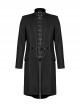 Punk Style Stand Collar Unique Skull Embroidery Metal Rivet Decoration Elegant Black Male Slim Long Coat