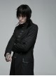 Punk Style Stand Collar Unique Skull Embroidery Metal Rivet Decoration Elegant Black Male Slim Long Coat