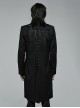 Punk Style Stand Collar Unique Skull Embroidery Metal Rivet Decoration Elegant Black Male Slim Long Coat