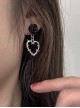 Dark Black Flower Versatile Vintage Thorns Rose Alloy Heart Sweet Cool Gothic Lolita Earrings