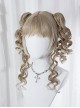 Gradual Golden Roman Roll Tiger Mouth Clip Double Ponytail Rolled Sideburns Flat Bangs Sweet Lolita Wig