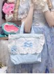 Light Blue Daily Elegant Ballet Style Dance Shoes Embroidery Ribbon Bowknot Ruffles Sweet Lolita Cloth Bag