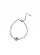 Elegant Ocean Blue Rhinestone Alloy Aquamarine Imitation Pearls Chain Classic Lolita Bracelet