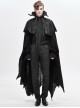 Gothic Retro Old Fashioned Cracked Irregular Knitwear With Cotton And Linen Black Metal Eyelet Cape