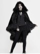 Gothic Style Simple Velvet Warm Wool Edge Black Lace Loose Hooded Cape