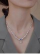 Beautiful Elegant Classic Lolita Broken Silver Aquamarine Pearl Pendant Clavicle Chain Necklace