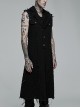 Punk Style Personality Knitted Tattered Hollow Design Handsome Skull Button Black Male Sleeveless Long Vest