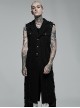 Punk Style Personality Knitted Tattered Hollow Design Handsome Skull Button Black Male Sleeveless Long Vest