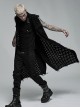 Punk Style Personality Knitted Tattered Hollow Design Handsome Skull Button Black Male Sleeveless Long Vest