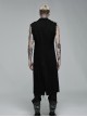 Punk Style Personality Knitted Tattered Hollow Design Handsome Skull Button Black Male Sleeveless Long Vest