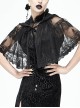 Gothic Style Sexy Slightly Transparent Elastic Mesh Splicing Lace Black Chiffon Hooded Cape