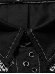 Punk Style Lapel Embroidered Skull Lace Embellished Metal Buttons Cool Black Long Sleeves Male Slim Shirt