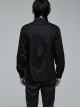 Gothic Style Lapel Exquisite Embroidery Applique Ruffle Placket Elegant Black Long Sleeves Male Shirt