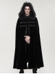 Gothic Style Simple Weft Velvet Front Lace Metal Buckle Decoration Black Detachable Hooded Cape