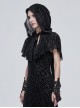 Gothic Style Three-Dimensional Lace Flocking Flower Net Front Center Adjustable Lace Black Thin Shawl