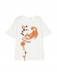 3D Cute Sweet Cartoon Orange Cat Yarn Ball Patch Kawaii Fashion White Cotton Short Sleeves T-Shirt