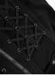 Punk Style Fashionable Drawstring Design Metal Devil Buckle Decoration Black Long Sleeves Hooded Loose Jacket