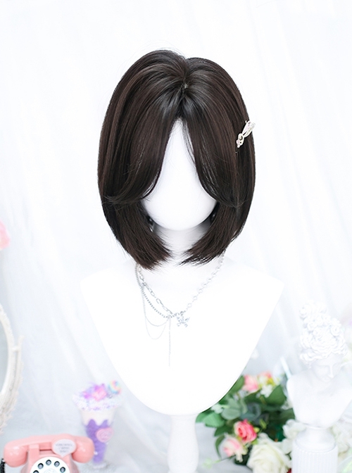 Midnight Series Daily Exquisite Internal Buckle Mid Split Bangs Short BOB Hair Stylish Lolita Full Head Wig