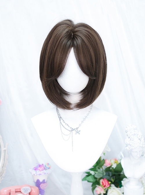 Midnight Series Daily Exquisite Internal Buckle Mid Split Bangs Short BOB Hair Stylish Lolita Full Head Wig