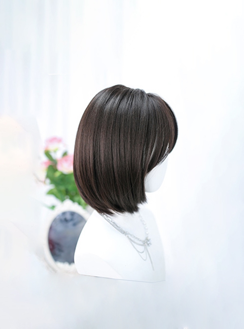 Midnight Series Daily Exquisite Internal Buckle Mid Split Bangs Short BOB Hair Stylish Lolita Full Head Wig