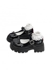 Stylish Casual Cute Sweet Lolita Bowknot College Style Uniform Versatile Thick Sole Height Enhancement Mary Jane Shoes